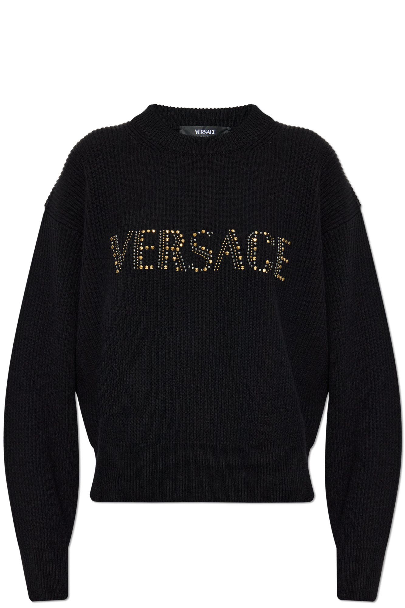 VERSACE ブラック スウェット TAYLOR FIT Versace】メドゥーサ刺繍 スウェットシャツ ブラック 長袖